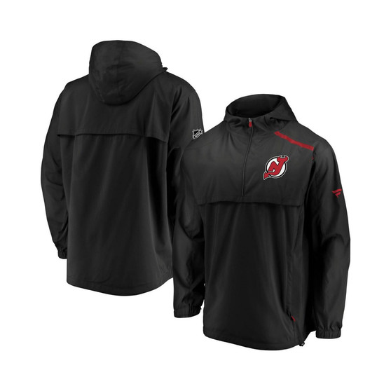 Men's Branded Black New Jersey Devils Authentic Pro Rinkside Anorak 1/4-Zip Jacket