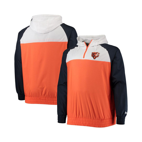 Men's Orange, Navy Chicago Bears Big and Tall League Raglan Quarter-Zip Hoodie