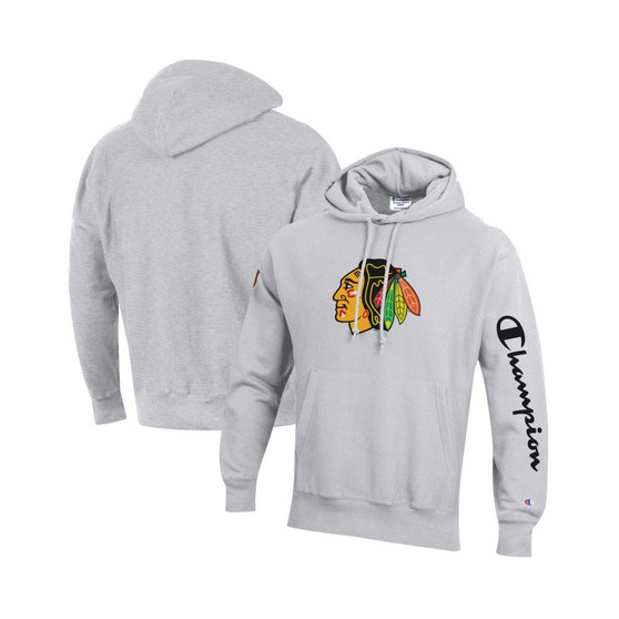 Men's Heathered Gray Chicago Blackhawks Reverse Weave Pullover Hoodie