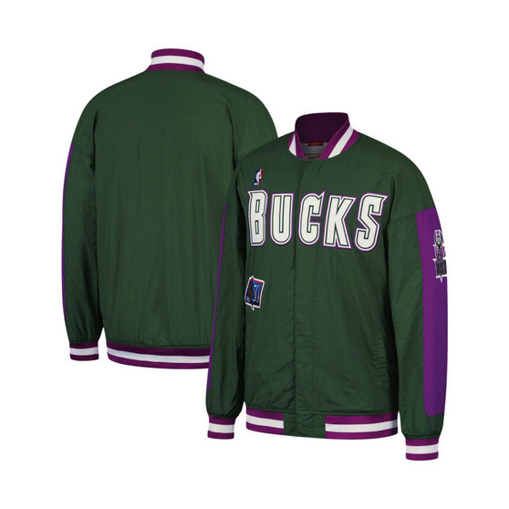 Men's Hunter Green Milwaukee Bucks Hardwood Classics Authentic Warm-Up Full-Snap Jacket