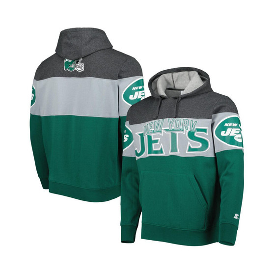 Men's Green, Heather Charcoal New York Jets Extreme Pullover Hoodie