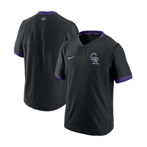 Men's Black, Purple Colorado Rockies Authentic Collection Short Sleeve Hot Pullover Jacket