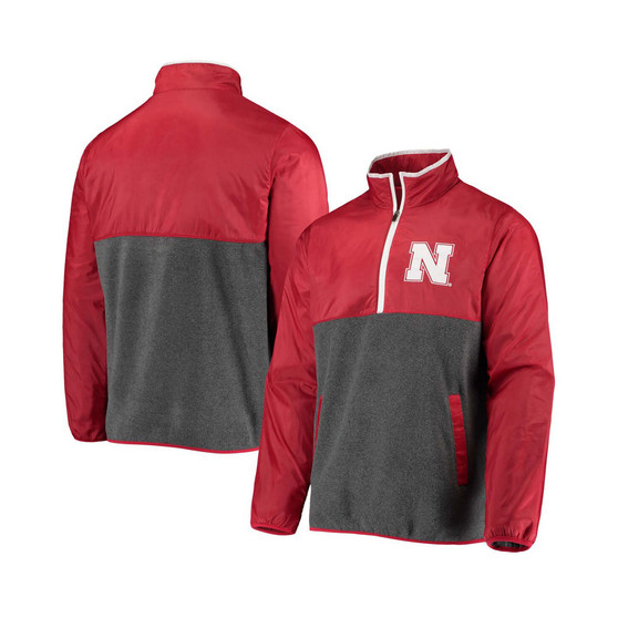 Men's Gray, Scarlet Nebraska Huskers College Advanced Transitional Half-Zip Jacket