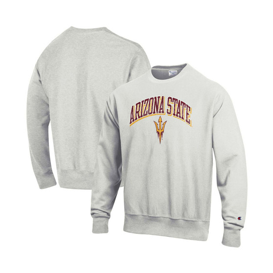 Men's Heathered Gray Arizona State Sun Devils Arch Over Logo Reverse Weave Pullover Sweatshirt