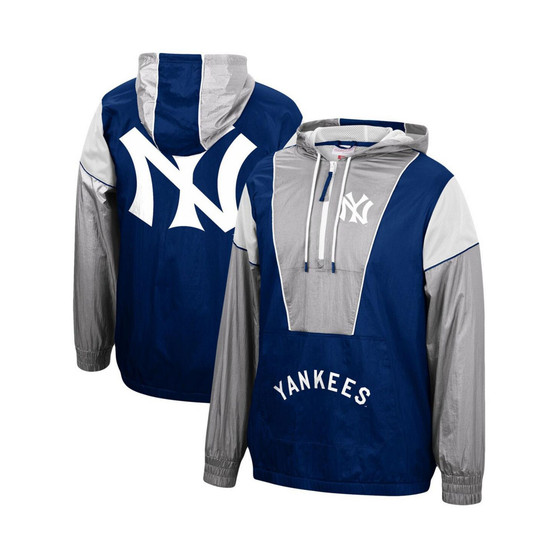 Men's Navy New York Yankees Highlight Reel Windbreaker Half-Zip Hoodie Jacket