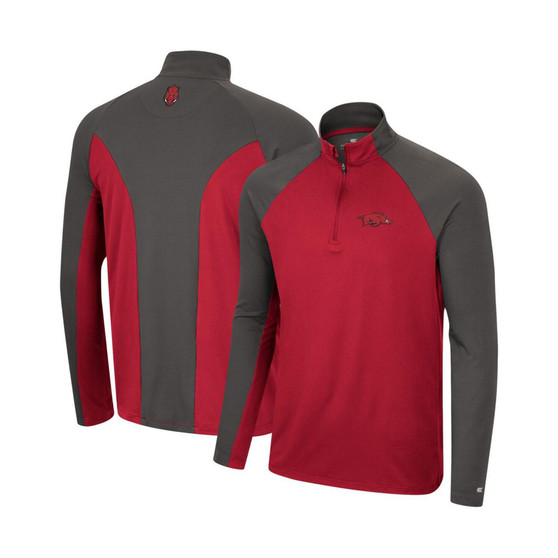 Men's Cardinal, Charcoal Arkansas Razorbacks Two Yutes Raglan Quarter-Zip Windshirt
