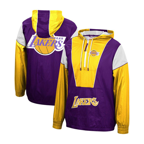 Men's Los Angeles Lakers Highlight Reel Windbreaker Half-Zip Hoodie Jacket