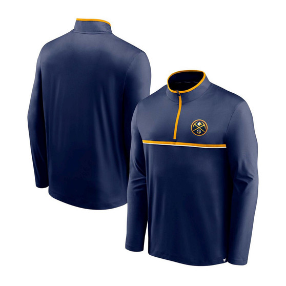 Men's Navy Denver Nuggets Starting Lineup Performance Quarter-Zip Jacket