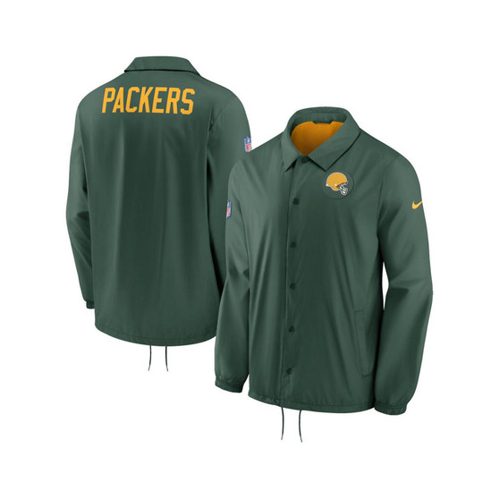 Men's Green Green Bay Packers Sideline Coaches Performance Full-Snap Jacket