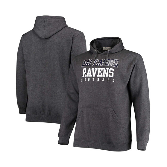 Men's Big and Tall Heathered Charcoal Baltimore Ravens Practice Pullover Hoodie