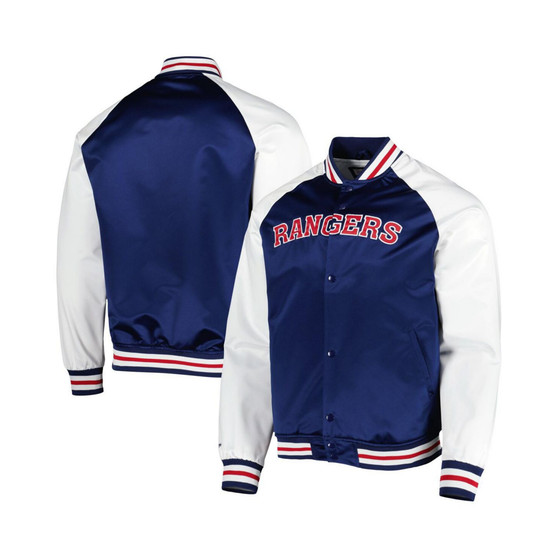 Men's Blue, White New York Rangers Primetime Raglan Satin Full-Snap Jacket