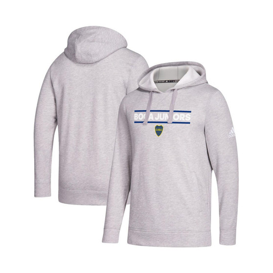 Men's Heathered Gray Boca Juniors Lockup Pullover Hoodie