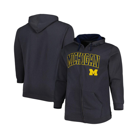 Men's Charcoal Michigan Wolverines Big and Tall Team Full-Zip Hoodie