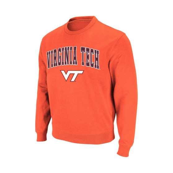 Men's Orange Virginia Tech Hokies Arch and Logo Crew Neck Sweatshirt