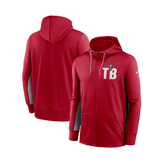 Men's Red and Gray Tampa Bay Buccaneers Mascot Performance Full-Zip Hoodie