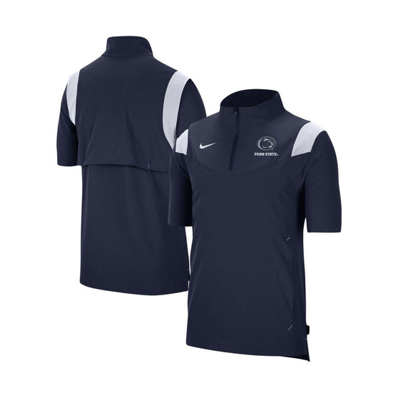 Men's Navy Penn State Nittany Lions Coach Short Sleeve Quarter-Zip Jacket
