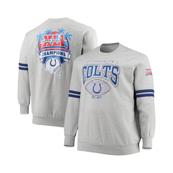 Men's Heathered Gray Indianapolis Colts Big and Tall Allover Print Pullover Sweatshirt