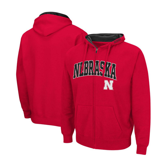 Men's Scarlet Nebraska Huskers Arch Logo 3.0 Full-Zip Hoodie