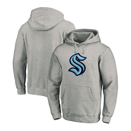 Men's Heather Gray Seattle Kraken Primary Logo Pullover Hoodie