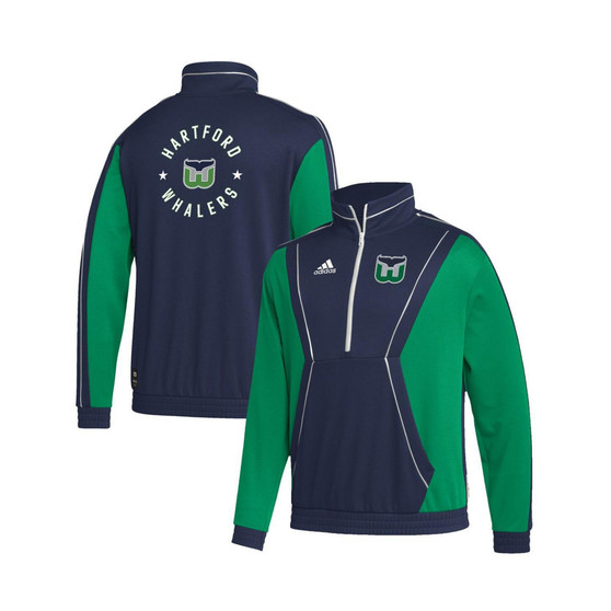 Men's Navy Hartford Whalers Team Classics Half-Zip Jacket