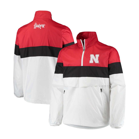 Men's White Nebraska Huskers No Huddle Half-Zip Pullover Jacket