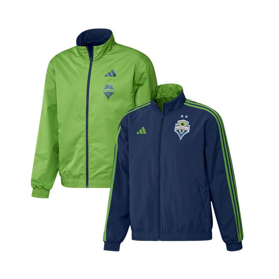 Men's Navy and Green Seattle Sounders FC 2023 On-Field Anthem Full-Zip Reversible Team Jacket