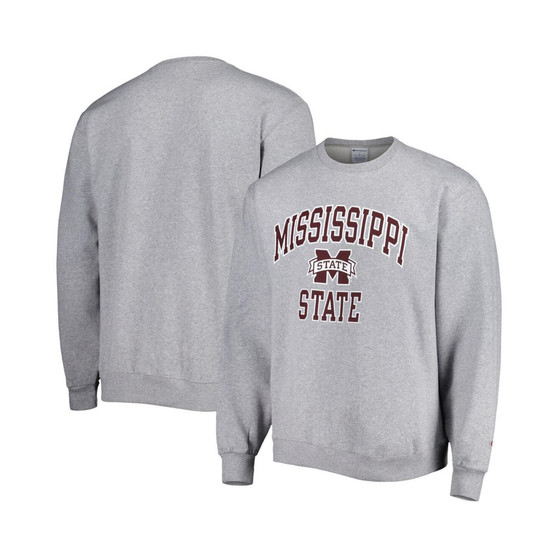 Men's Heather Gray Mississippi State Bulldogs High Motor Pullover Sweatshirt