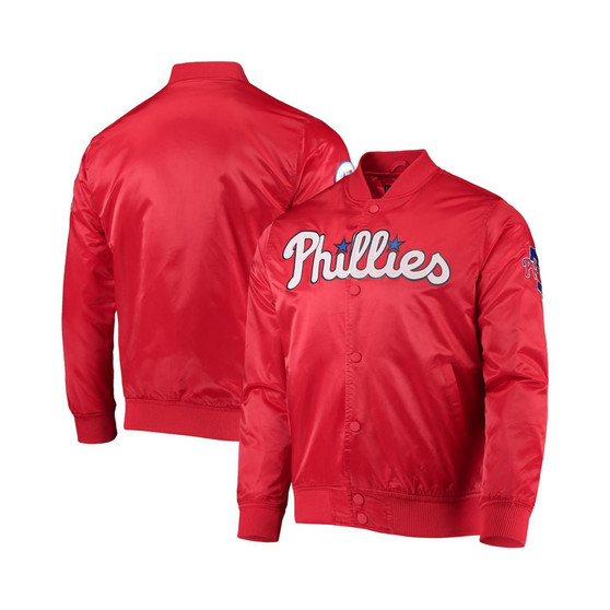 Men's Red Philadelphia Phillies Wordmark Satin Full-Snap Jacket