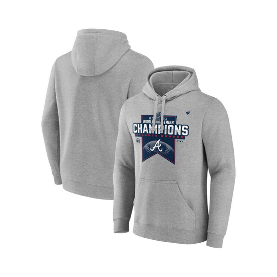 Men's Heather Gray Atlanta Braves 2021 World Series Champions Locker Room Big Tall Pullover Hoodie