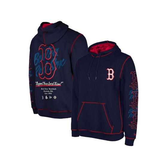 Men's Navy Boston Red Sox Team Split Pullover Hoodie