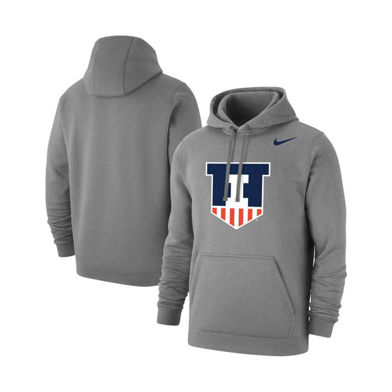 Men's Heather Gray Illinois Fighting Illini Logo Club Pullover Hoodie
