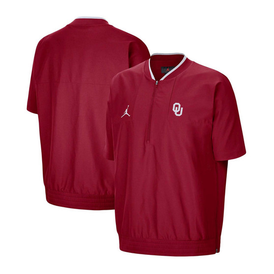Men's Crimson Oklahoma Sooners 2021 Coaches Short Sleeve Quarter-Zip Jacket