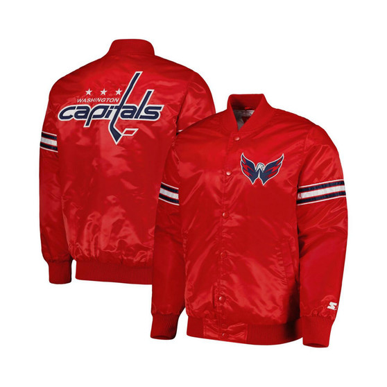 Men's Red Washington Capitals Pick and Roll Satin Full-Snap Varsity Jacket