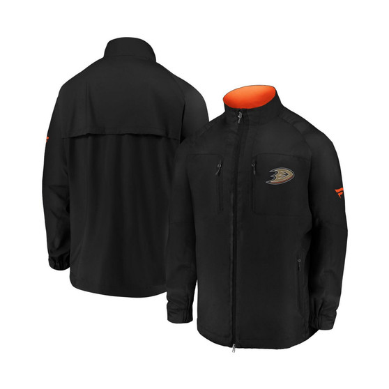 Men's Branded Black Anaheim Ducks Authentic Pro Locker Room Rink Raglan Full-Zip Jacket