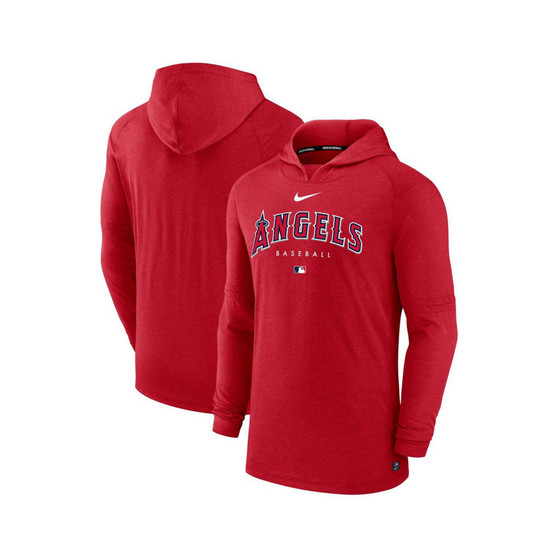 Men's Heather Red Los Angeles Angels Authentic Collection Early Work Tri-Blend Performance Pullover Hoodie
