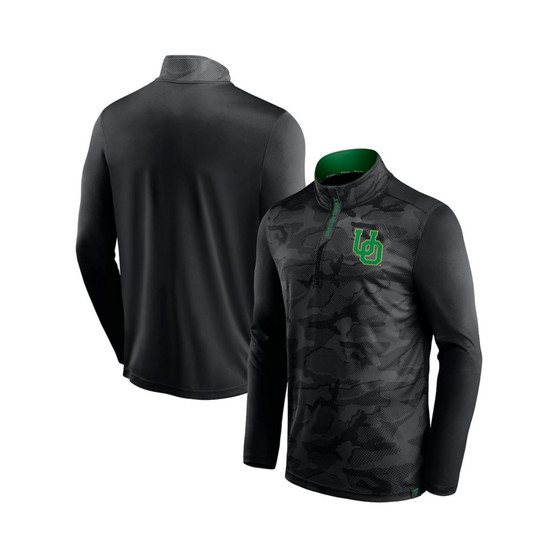 Men's Branded Black Oregon Ducks Depth Chart Camo Jacquard Quarter-Zip Jacket
