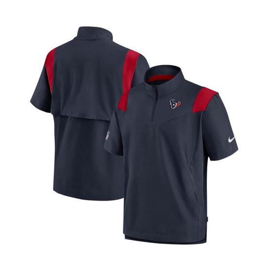 Men's Navy Houston Texans Sideline Coaches Short Sleeve Quarter-Zip Jacket