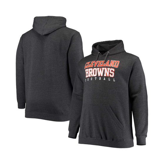 Men's Big and Tall Heathered Charcoal Cleveland Browns Practice Pullover Hoodie