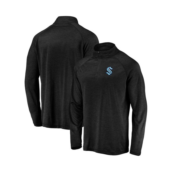 Men's Branded Black Seattle Kraken Primary Logo Quarter-Zip Pullover Fleece Jacket
