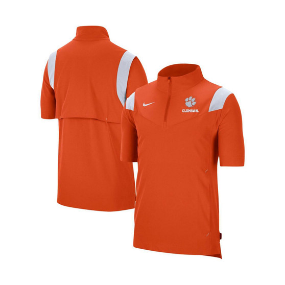 Men's Orange Clemson Tigers Coach Short Sleeve Quarter-Zip Jacket