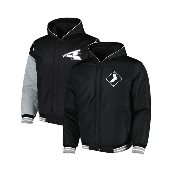 Men's Black Chicago White Sox Reversible Fleece Full-Snap Hoodie Jacket