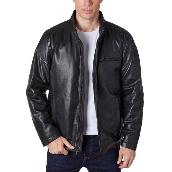 Men's Zipper Leather Moto Jacket