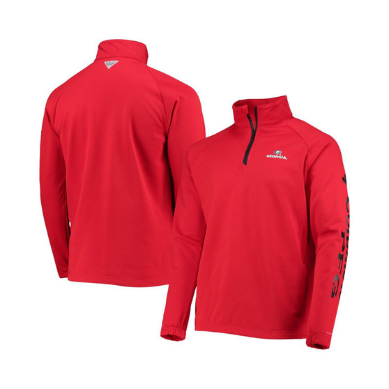 Men's Red Georgia Bulldogs Terminal Tackle Fleece Raglan Omni-Shade Quarter-Zip Jacket