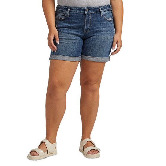 Plus Size Boyfriend Mid-Rise Shorts