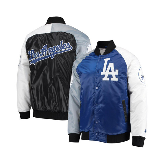 Men's Royal, Gray Los Angeles Dodgers Varsity Tri-Color Satin Full-Snap Jacket