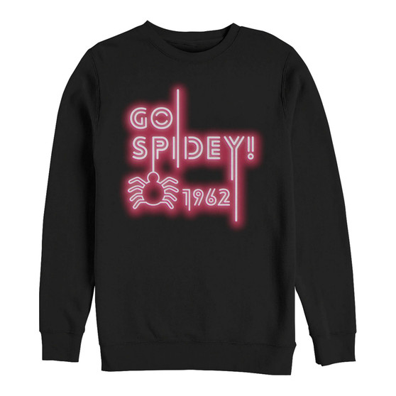 Marvel Men's Spider-Man Go Spidey Neon Text, Crewneck Fleece