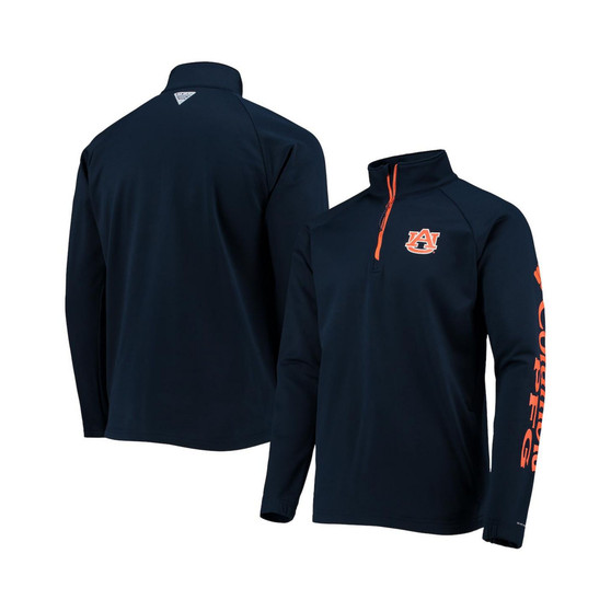 Men's Navy Auburn Tigers Terminal Tackle Fleece Raglan Omni-Shade Quarter-Zip Jacket