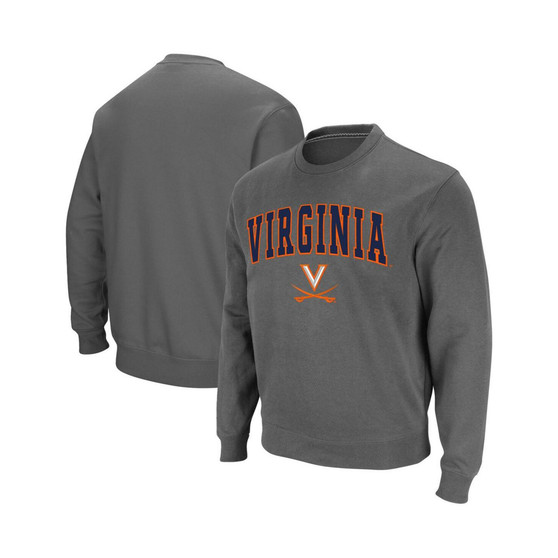 Men's Charcoal Virginia Cavaliers Team Arch and Logo Tackle Twill Pullover Sweatshirt