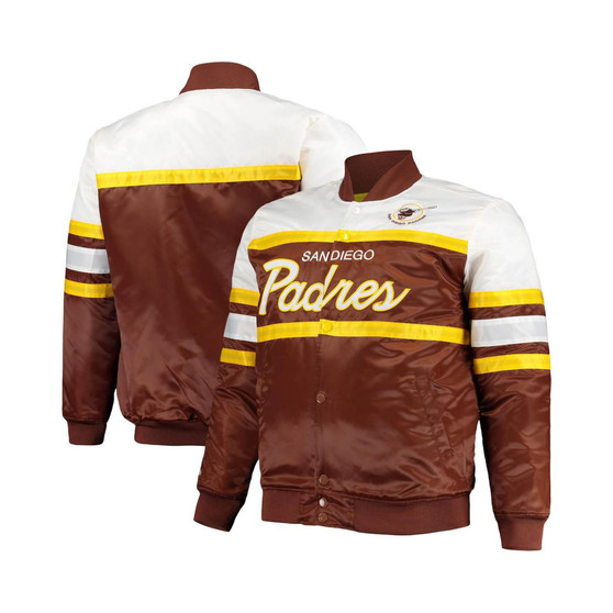 Men's Brown, Gold San Diego Padres Big and Tall Coaches Satin Full-Snap Jacket