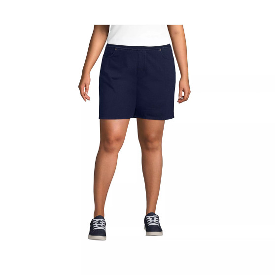 Women's Plus Size Starfish Mid Rise Pull On 7" Knit Denim Jean Shorts